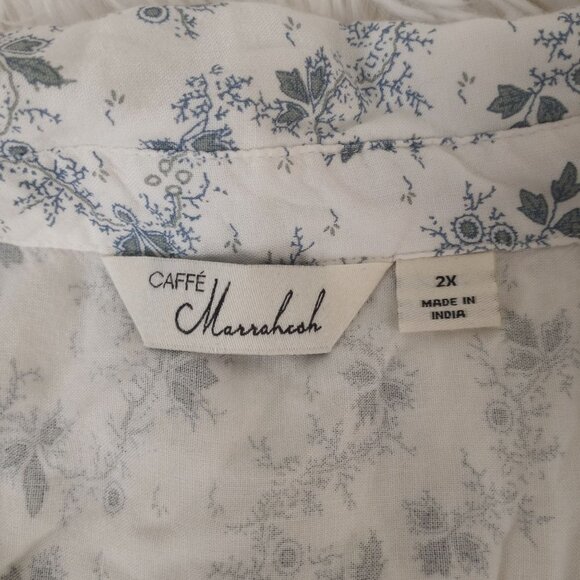 Caffe Marrakesh Boho Peasant Floral Blouse with Lace Accent Sleeves - Picture 2 of 8